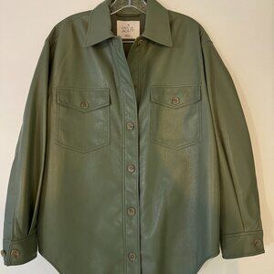 Wilfred Vegan Leather- The Ganna Shirt Jacket- Green, Small